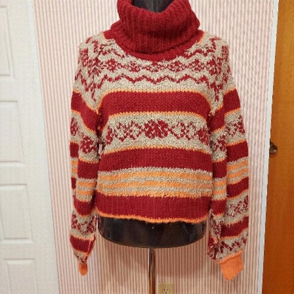 Cozy Maximalist Sweater Free People Chunky Knit Oversized Cowl Neck - Picture 2 of 10